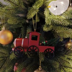 DECOLED Kovová lokomotíva, 15,2 x 4,5 x 8,2 cm, červená
