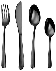 QUEENS Príbory lesklé set 4 ks – čierna