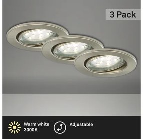 LED vstavané svietidlo 3xGU10/3W 3000K výklopné Ø 86 mm, nikel