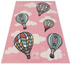Detský koberec s balónmi v pastelovej ružovej farbe