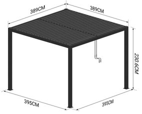 Hliníková bioklimatická pergola s lamelami 4 x 4 M