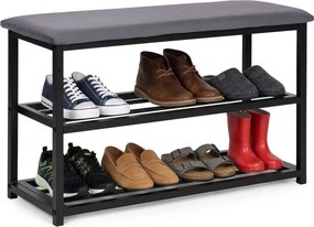 ModernHome Botník so sedadlom čalúnená lavica - 80 cm, 2 police ModernHome