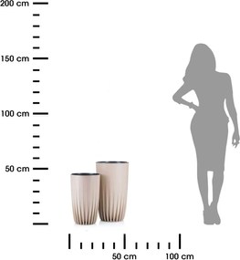 PLASTOVÝ KVETINÁČ STRIPPED ECO SADA 2KS 42X25 CM+ 51X30 CM BÉŽOVÁ
