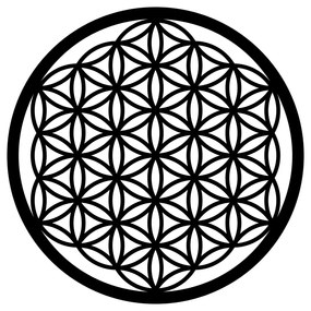 Nástěnná kovová dekorace FLOWER OF LIFE černá