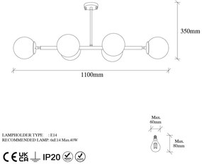 Stropné svietidlo v bielo-zlatej farbe so skleneným tienidlom 40x110 cm Fazli – Opviq lights
