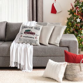 VIANOČNÁ DEKORAČNÁ OBLIEČKA NA VANKÚŠ CAR 45X45 CM VZOROVANÁ