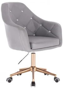 LuxuryForm DESIGN Kreslo ROMA na zlaté podstave s kolieskami - šedé