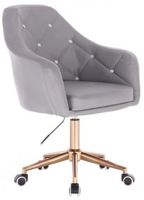 LuxuryForm DESIGN Kreslo ROMA na zlatej podstave s kolieskami - sivé