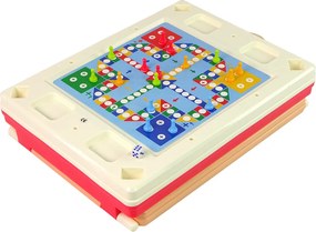 LEAN Toys Multifunkčný obojstranný herný stôl 3 v 1, hra Človeče
