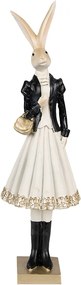Dekorácia zajačia slečna v bielej sukni s kabelkou - 10*9*32 cm
