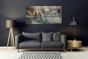 Obraz na akrylátovom skle More loďka krajina 120x60 cm