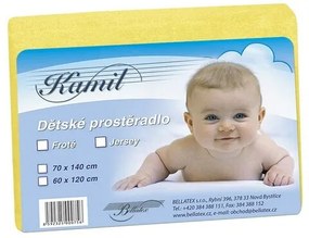 Bellatex Detské froté prestieradlo, žltá, 70 x 140 cm