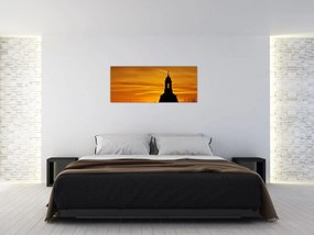 Obraz kostola pri západe slnka (120x50 cm)