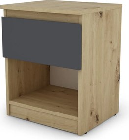 Skrinka/nočný stolík Carlos 401S, dub artisan/grafit