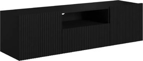 Závesný TV stolík Nicole 150 cm s otvorenou policou - čierny mat