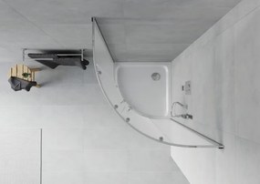 Mexen Rio sprchový kút polkruhový 80 x 80 cm, mráz, chróm + vanička Flat, biely - 863-080-080-01-30-4110