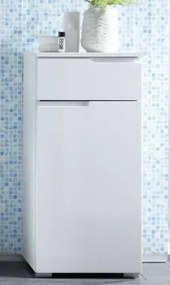 Kúpeľňová bočná skrinka Spice, lesklá biela%