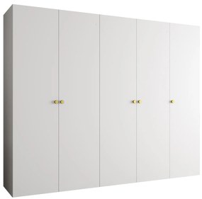 Šatníková skriňa 250 cm Parna 1 (biela + zlatá). Akcia -20%. Vlastná spoľahlivá doprava až k Vám domov. 1125892