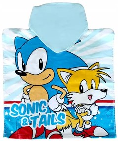 DETSKÝ BAVLNENÝ PONČO UTERÁK S KAPUCŇOU SONIC 50X100 CM VZOROVANÝ