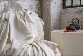 Krémový fleecový pléd 150x200 cm Pom Pom – Mijolnir