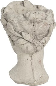 Šedý betónový kvetináč hlava ženy - 18 * 17,5 * 25,5 cm