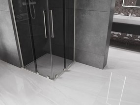Mexen Velar L Duo, sprchový kút s posuvnými dverami 80 x 80 cm, 8mm šedé sklo, brúsená oceľ, 871-080-080-02-43-97