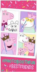 Bavlnená plážová osuška Prasiatko Peppa vo fotokabínke - 100% bavlna - 70 x 140 cm