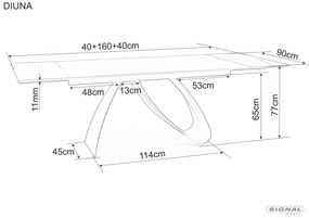 Rozkládací jídelní stůl Diuna 160/240 cm černý