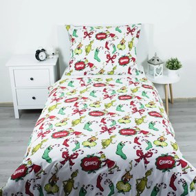 Jerry Fabrics Vianočné bavlnené obliečky 140x200 + 70x90 cm - Grinch "The Grinch"