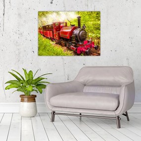 Sklenený obraz parného vlaku (70x50 cm)
