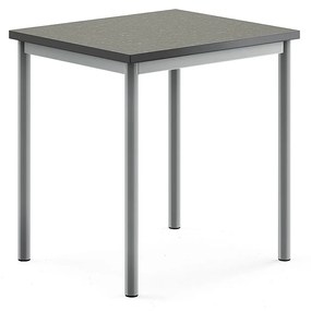 Stôl SONITUS, 700x600x720 mm, linoleum - tmavošedá, strieborná