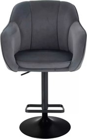 LuxuryForm DESIGN Barová stolička AVOLA VELUR na čiernom tanieri - tmavo šedá