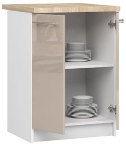 Spodná kuchynská skrinka s doskou OLIWIA S60 2D biela / cappuccino, lesk