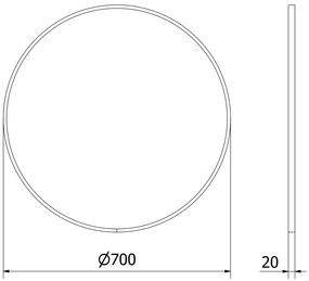 Mexen Loft, okrúhle kúpeľňové zrkadlo 70 cm, farba rámu brúsená oceľ, 9850-070-070-000-10