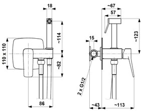 KFA Armatura 4529-512-31-Bidetová batéria s ručnou sprškou pre podomietkovú inštaláciu MALAGA k. zlatá