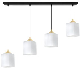 Závesné svietidlo Riffle Square, 4x biele sklenené tienidlo, b/g
