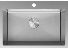 Mexen Solix, 1-komorový nerezový drez 650 x 450 mm, brúsena oceľ, vzor voština, 6403651000-01HC