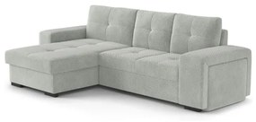 Rozkladacia sedačka s úložným priestorom a taburetom PALERMO, svetlosivá, ľavé prevedenie