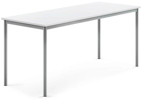 Stôl BORÅS, 1800x700x760 mm, laminát - biela, strieborná