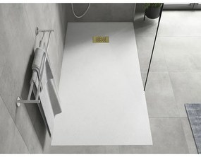 Mexen Hugo, obdĺžniková sprchová vanička SMC 170 x 90 cm, biela, zlatá krytka, 42109017-G
