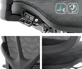 Ergonomická sieťovaná kancelárska stolička MOSH Airflow 521 – čierna