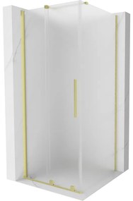 Mexen Velar, sprchový kút s posuvnými dverami 110 x 110 cm, 8mm sklo námraza, zlatá matná, 871-110-110-31-55