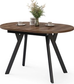 Mazzoni ALMO Hnedý dub / čierne nohy - OVÁLNY ROZKLADACÍ STÔL 140-240 cm PRE 10-12 OSÔB