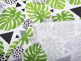 Biante Bavlnený záves Sandra SA-175 Zelené listy Monstera 150x220 cm