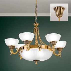 Orion LU 1689/6+3 - Luster na reťazi ROCCA 9xE27/60W/230V pr. 75 cm bronz/biela