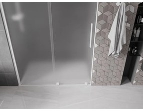 Mexen Velar, posuvné sprchové dvere do otvoru 150 cm, 8mm sklo námraza, biela matná, 871-150-000-31-20