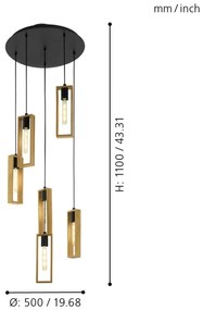 Eglo 44054 - Závesné svietidlo na lanku LITTLETON 6xE27/60W/230V