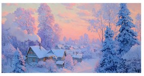 Vianočný obraz čarovná zimná dedinka