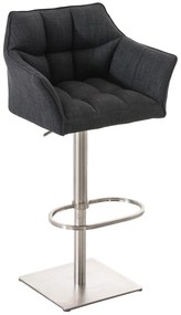 Barová stolička Damas E1 ~ látka, nerezový rám - Tmavo sivá