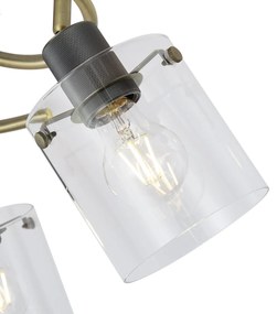 Dizajnový stropný reflektor bronzový s čírym sklom okrúhly s 3 svetlami - Domo